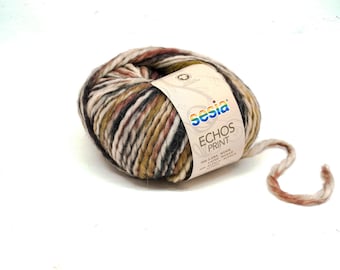 Stile tinto a mano marrone-grigio-rosso Lana 70% Alpaca 30 Filato: Maglia voluminosa 50 g/50 m