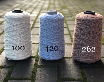 White, blue, sand-brown color yarn in cone - 500 g/550m - Yarn for tufting gun - New Zealand wool yarn - Rug making wool - Worsted Aran wool