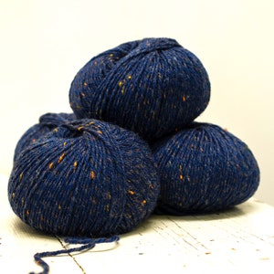 Blue tweed Lana Gatto Everest wool - 50g/100 m - Italian soft merino and viscose blend - DK thread for men's women's sweater, hat, scarf