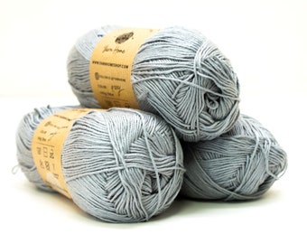 Grey Bamboo Yarn - 100g/330 m - Glowing threads - Yarn for summer crochet, knitting