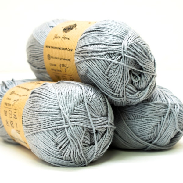 Fil de bambou gris - Fil de bambou européen - Fil de bambou cool au crochet - 100 % fil de bambou - Fil de bambou pour bébé - Fil artisanal - YarnHome