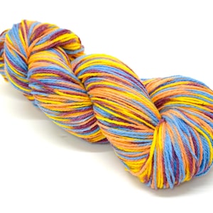 Filato rustico multicolore neozelandese 80% lana 20 PO/ 100 g/300 m. Per lavorare a maglia plaid, calzini, cinture, pantofole, articoli per bambini, decorazioni per la casa.