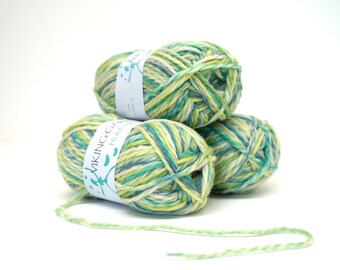 Aran Viking Hobbygarn – 100% Wool - 50g / 70m (77yd), Self-Striping - green yarn