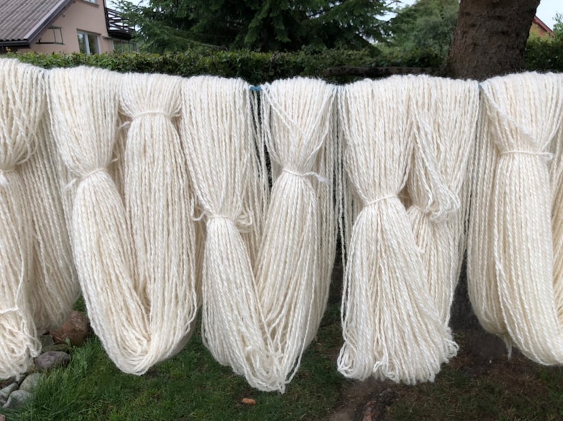 European sheep wool yarn 1 kg Yarn for dyeing Lithuania white wool yarn Hand knitting wool yarn DK Light worsted DULTWoolWhite1kg image 4