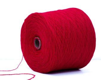 Hilo de lana merino rojo navideño, 900 g, grosor fingering, doble capa