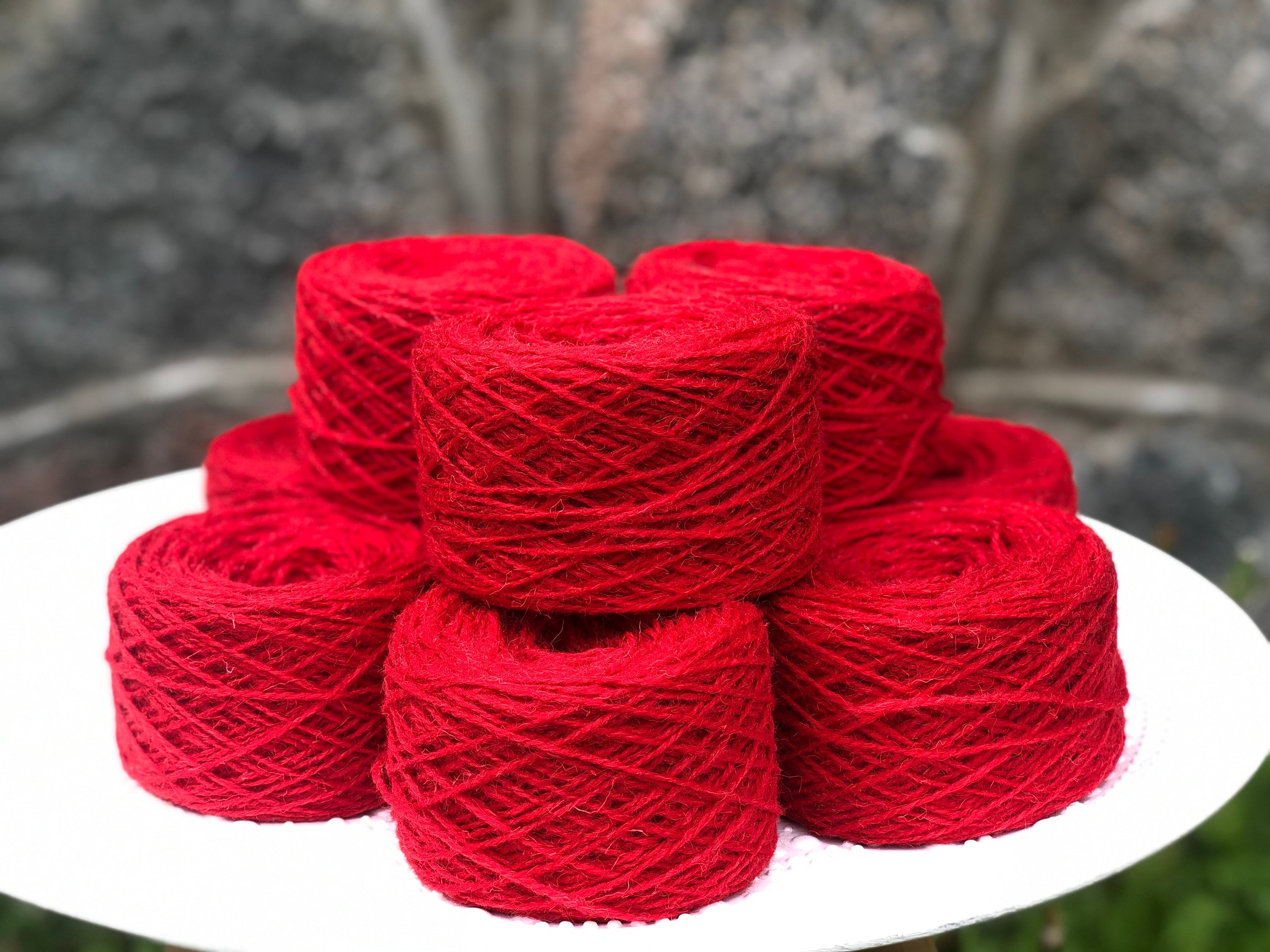 Red tufting wool 100g wool yarn Lithuania wool yarn Hand Etsy