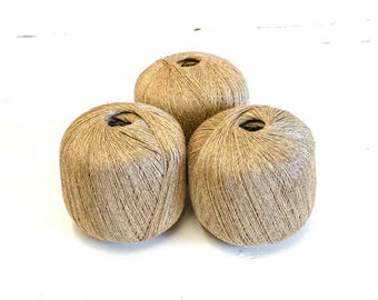 100% Undyed Linen Yarn | Rustic Flax Lace Weight for Knitting, Crochet, Weaving