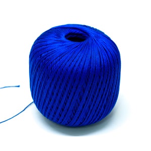 Royal blue mercerised cotton 100g/452m for amigurumi crochet, handcrafts, summer knittings, baby caps, toys, women's tops, swimsuit - C18