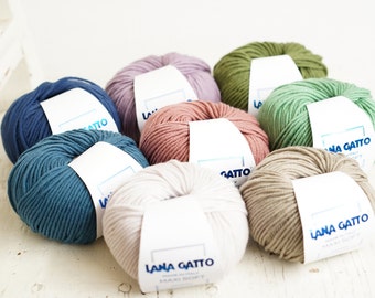 Lana Gatto Maxi soft wool yarn - 8 color merino wool - 90m/50g - Luxury yarn - Hand knitting wool yarn -  Worsted weight Soft wool yarn