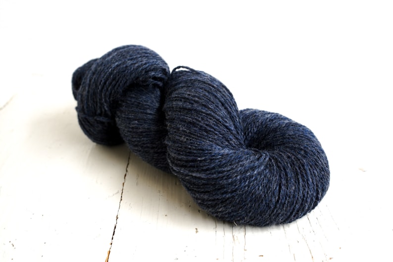 Denim blue wool yarn 100g./3,50 oz. New Zealand wool for hand or machine knitting, weaving plaids, cardigans, knitter gift 470 Color image 2