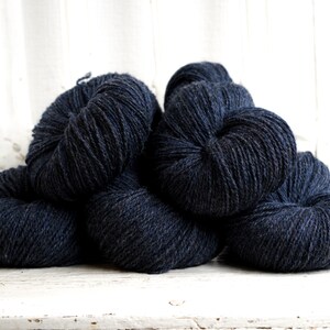 Denim blue wool yarn 100g./3,50 oz. New Zealand wool for hand or machine knitting, weaving plaids, cardigans, knitter gift 470 Color image 4