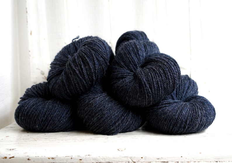 Denim blue wool yarn 100g./3,50 oz. New Zealand wool for hand or machine knitting, weaving plaids, cardigans, knitter gift 470 Color image 4