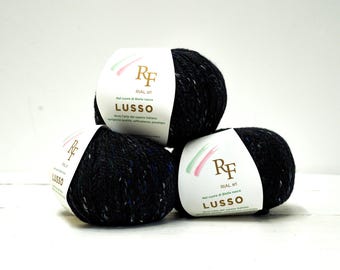 Black Alpaca Merino Yarn, Rial Filati LUSSO, Baby Yarn, Sport Weight, 50g/175m