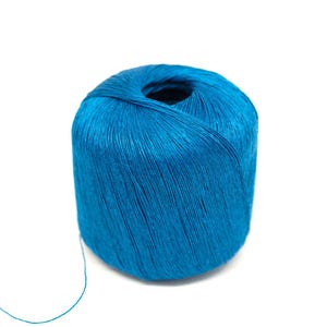 Azure Blue – 100% Natural LINEN, Lace, 100g / 660m (3.5oz/721 yd)  Knitting & Crochet Yarn