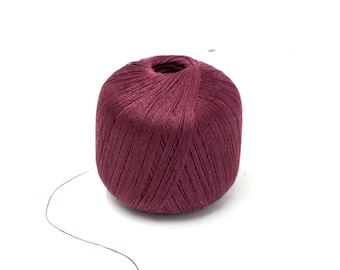 Maulbeerweinrotes 100% Leinenspitzengarn, 3-fädig zum Stricken, Häkeln und Weben (100 g/600 m)