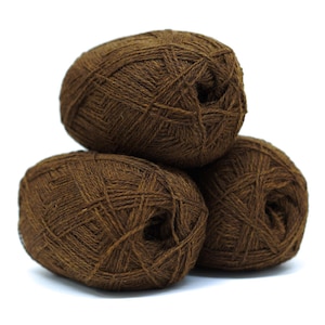 Brown melange color wool yarn - New Zealand 100% wool yarn - fingering fiber - Hand or Machine knitting yarn - Socks, Weaving wool yarn C268