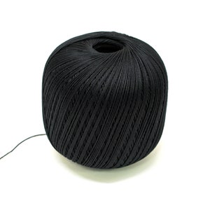 Schwarzes Lacegarn - 100% natürliche mercerisierte Baumwolle, 100g/ 452 m gehäkelt - Amigurumi