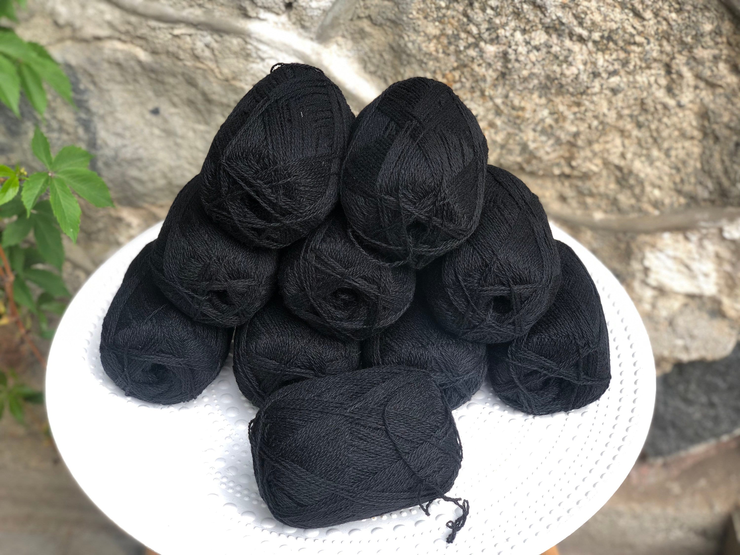 Black New Zealand wool yarn 100 wool yarn Lace wool fiber Etsy