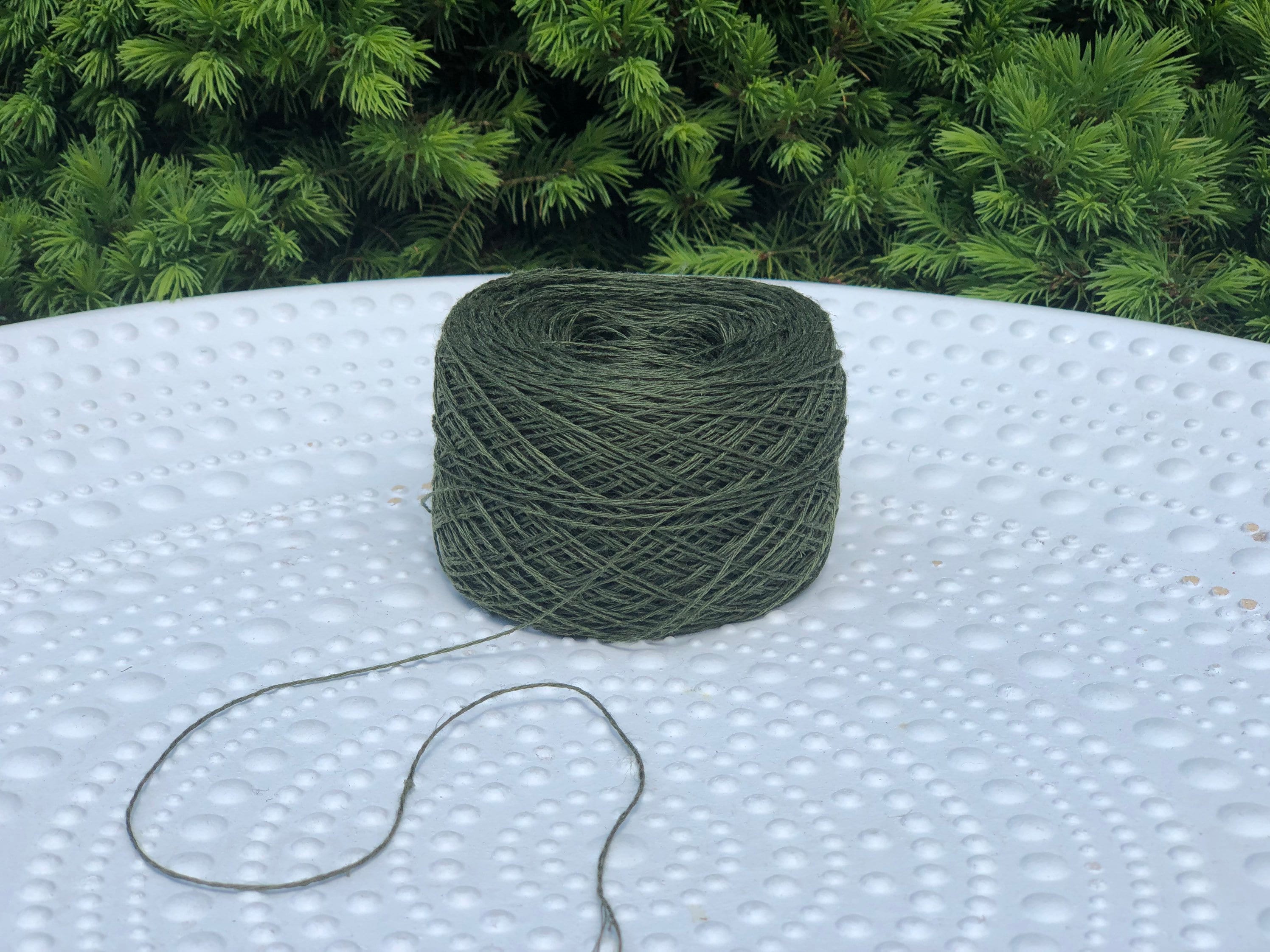 Forest green linen yarn European linen yarn Crochet linen Etsy