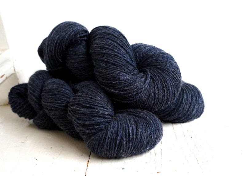 Denim blue wool yarn 100g./3,50 oz. New Zealand wool for hand or machine knitting, weaving plaids, cardigans, knitter gift 470 Color image 6