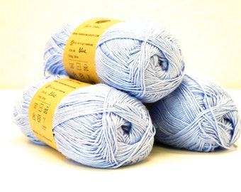 Fil de bambou bleu 100 g/330 m - Fil de bambou 100 % européen - Fils de bambou brillants - Fil de bambou pour bébé - Fil cool au crochet pour dentelle d'été