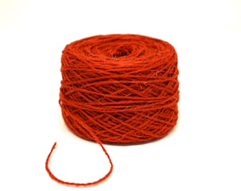 Rosso-arancio brillante - 100 g/3,5 oz - filato di lana rustica - Tappeti, maglia a mano, tufting, pantofole - C560