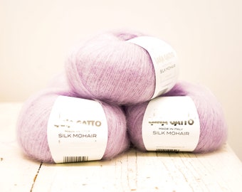 Soft Lilac - Lana Gatto Kid Mohair Silk - Luxury Lace - Sweaters, Dresses, Shawls - 25g / 0.88oz