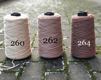 Fil de laine ivoire, brun sable, taupe en cône - 500 g/550 m - Fil pour pistolet à tufter - Fil de laine de Nouvelle-Zélande - Laine pour tapis - Laine d'Aran peignée