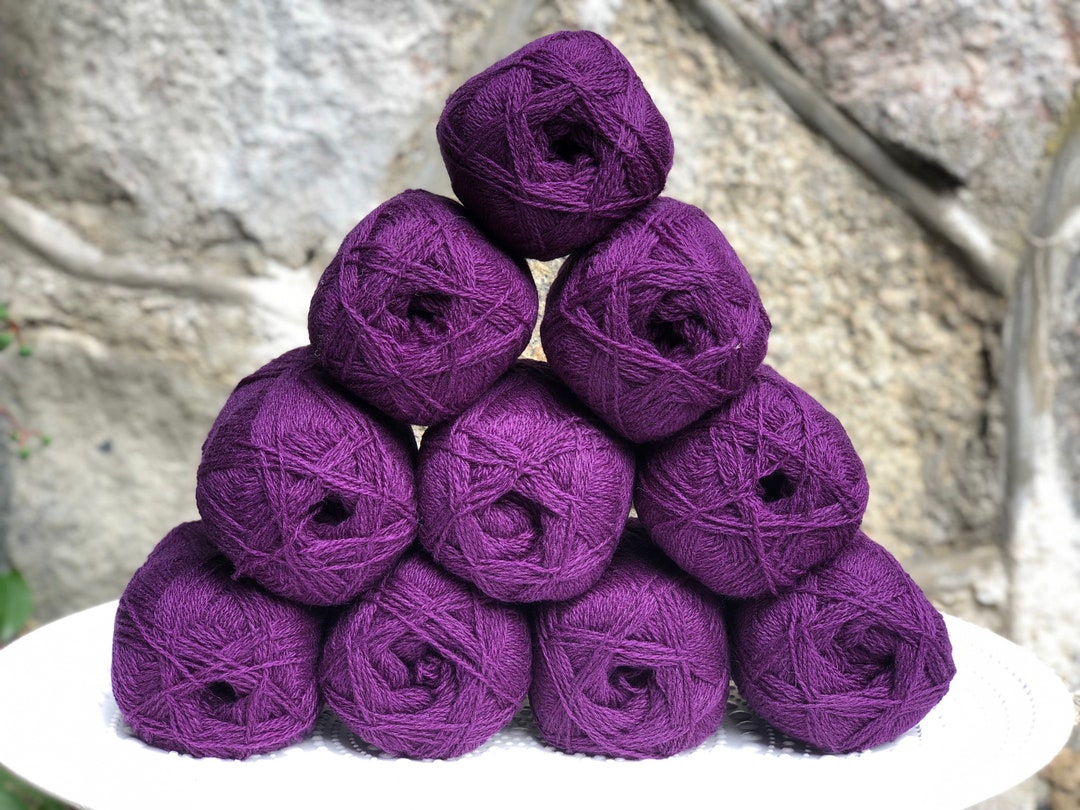 Purple New Zealand Wool Yarn 100 Wool Yarn Fingering Wool Fiber Hand