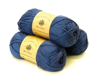 Denim Blue Bamboo Yarn – 100% Soft Fingering, 330m