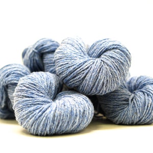 Blue melange merino wool blend for hand knitting 100g/320m.