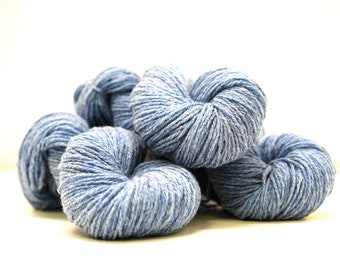 Blue melange merino and suffolk wool yarn blend 100g/320m. for hand knitting, weaving fabrics, crochet outerwear, knitter gift, home decor