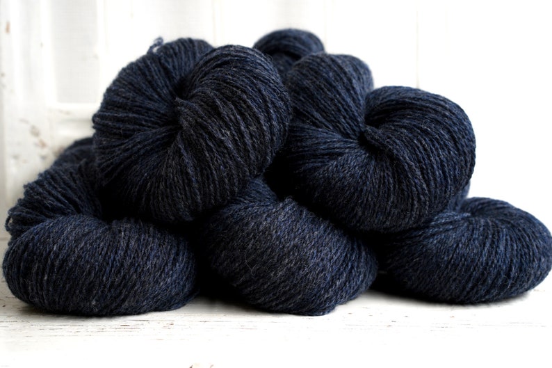 Denim blue wool yarn 100g./3,50 oz. New Zealand wool for hand or machine knitting, weaving plaids, cardigans, knitter gift 470 Color image 5