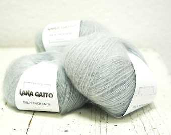 Silver Blue - Lana Gatto Kid Mohair Silk - Luxury Lace - Sweaters, Dresses, Shawls - 25g/0.88oz