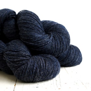 Denim blue wool yarn 100g./3,50 oz. New Zealand wool for hand or machine knitting, weaving plaids, cardigans, knitter gift 470 Color image 1