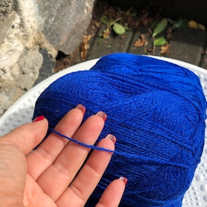Fil de laine bleu royal de Nouvelle-Zélande Fil 100 % laine Fibre de laine à doigter Fil à tricoter à la main ou à la machine Fil de laine pour chaussettes YarnHome image 3