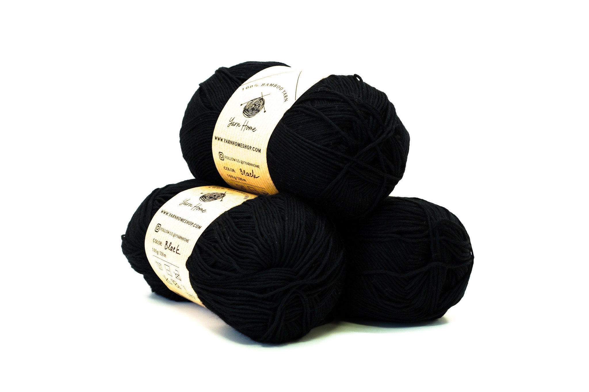 Black Bamboo Yarn 100 G. /330m. 100 % Bamboo Yarn Soft Cool Yarns Handcraft  Black Bamboo Yarn Black Thread for Summer Fine Blouse 