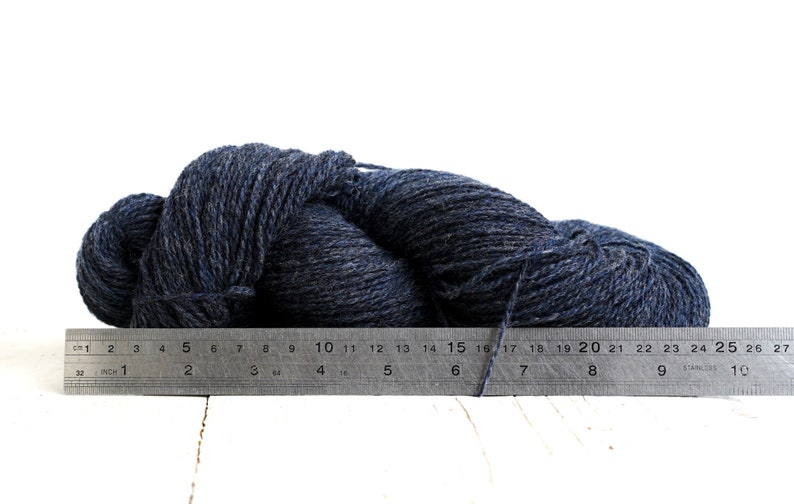 Denim blue wool yarn 100g./3,50 oz. New Zealand wool for hand or machine knitting, weaving plaids, cardigans, knitter gift 470 Color image 3