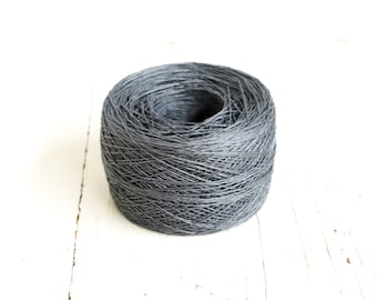 Grey linen thread, 50g./1,75oz. Baltic flax yarn for hook crochet summer clothes, machine knitting, crochet for fine needlework doilies