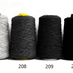 Helle, graphitfarbene, dunkelgraue, schwarze Wollgarne für Teppich - 500 g/550 m - Garn für Tufting Gun - Neuseeland Wollgarn - Rug Wolle - Aran Wolle