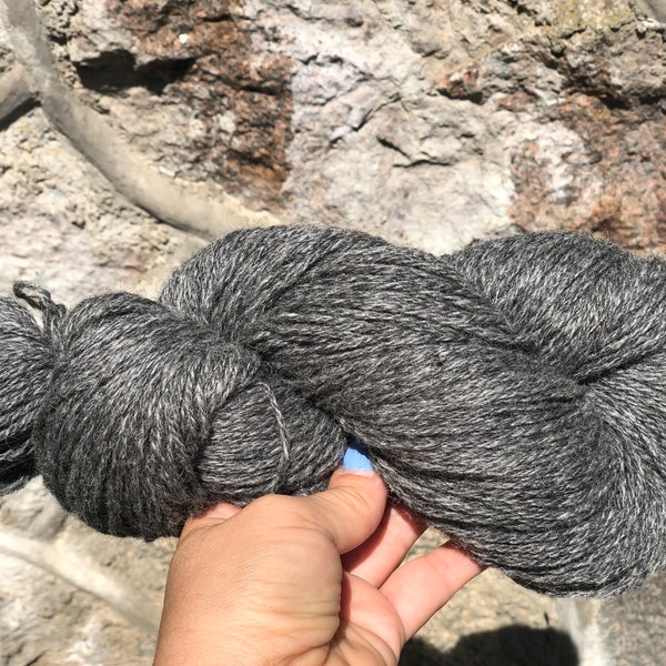 Norwegian wool yarn - Extremely warm wool - 100 % wool yarn - Graphite grey wool yarn - Light worsted wool - MDGotlandGrey100g