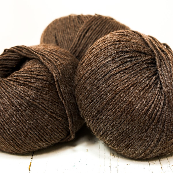Couleur marron Laine PRO LANA 80 %/20 PO 100 g/3,5 oz - fil doux, fils lavables en machine pour enfants à tricoter, crocheter, tisser - C14