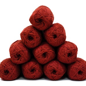Burnt brick New Zealand 100% wool yarn - 100g/3.5oz - for weaving, hand or machine knitting, socks, plads, outwear kntting, winter wool  276