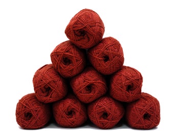Burnt brick New Zealand 100% wool yarn - 100g/3.5oz - for weaving, hand or machine knitting, socks, plads, outwear kntting, winter wool  276