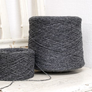 Graphite grey fingering wool yarn in cones - 900g/31.7oz. - New Zealand wool for Hand or Machine knitting, socks, blankets, warmers - C 206