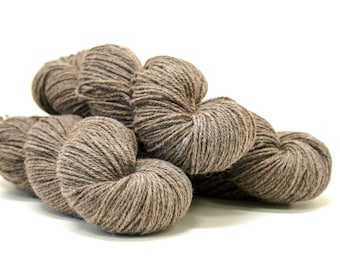 Brown melange soft wool yarn blend - 60% wool 40 PO -100g/233m - for handknitting, weaving, crocheting, for women's children's clothing