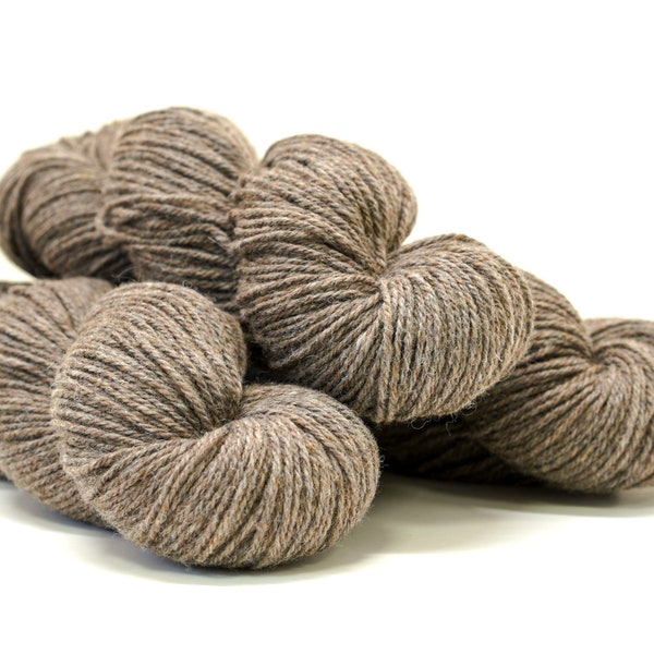 Mélange de laine douce marron mélangé - 60 % laine 40 PO - 100 g/233 m - pour tricoter main, tisser, crocheter, pour vêtements femme enfants