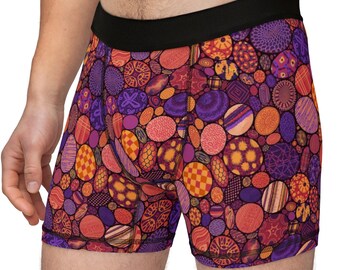 Abstract Boxer Briefs | Purple and Orange Abstract Underwear | Psychedelic Gift for Boyfriend