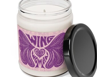 Wing Woman Girlfriend Support Soy Candle | Purple Boho Butterfly Soy Candle | Encouragement Gift for Best Friend | Best Friend Gift