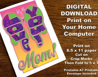 Retro Butterfly Card for Mother's Day | Printable Card | Love You Digital download Mother's Day Card | Butterfly Card for Mother's Day